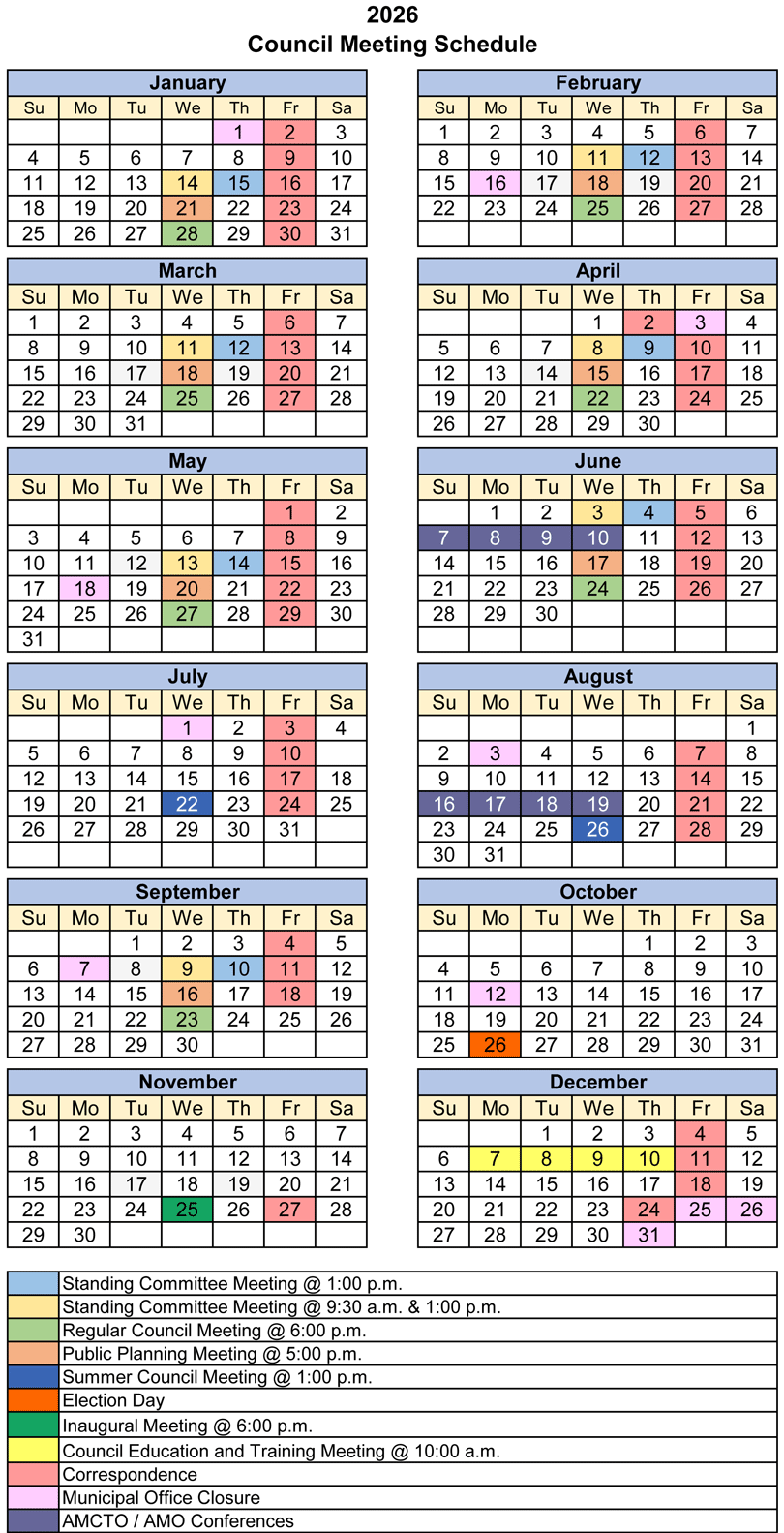 2026 Council Meeting Schedule