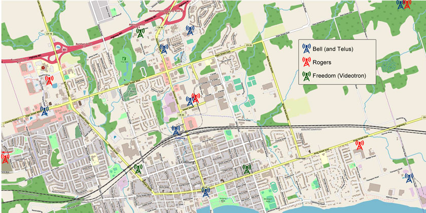 Cell sites cobourg